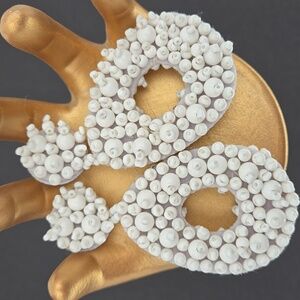 White Beaded Drop Earrings